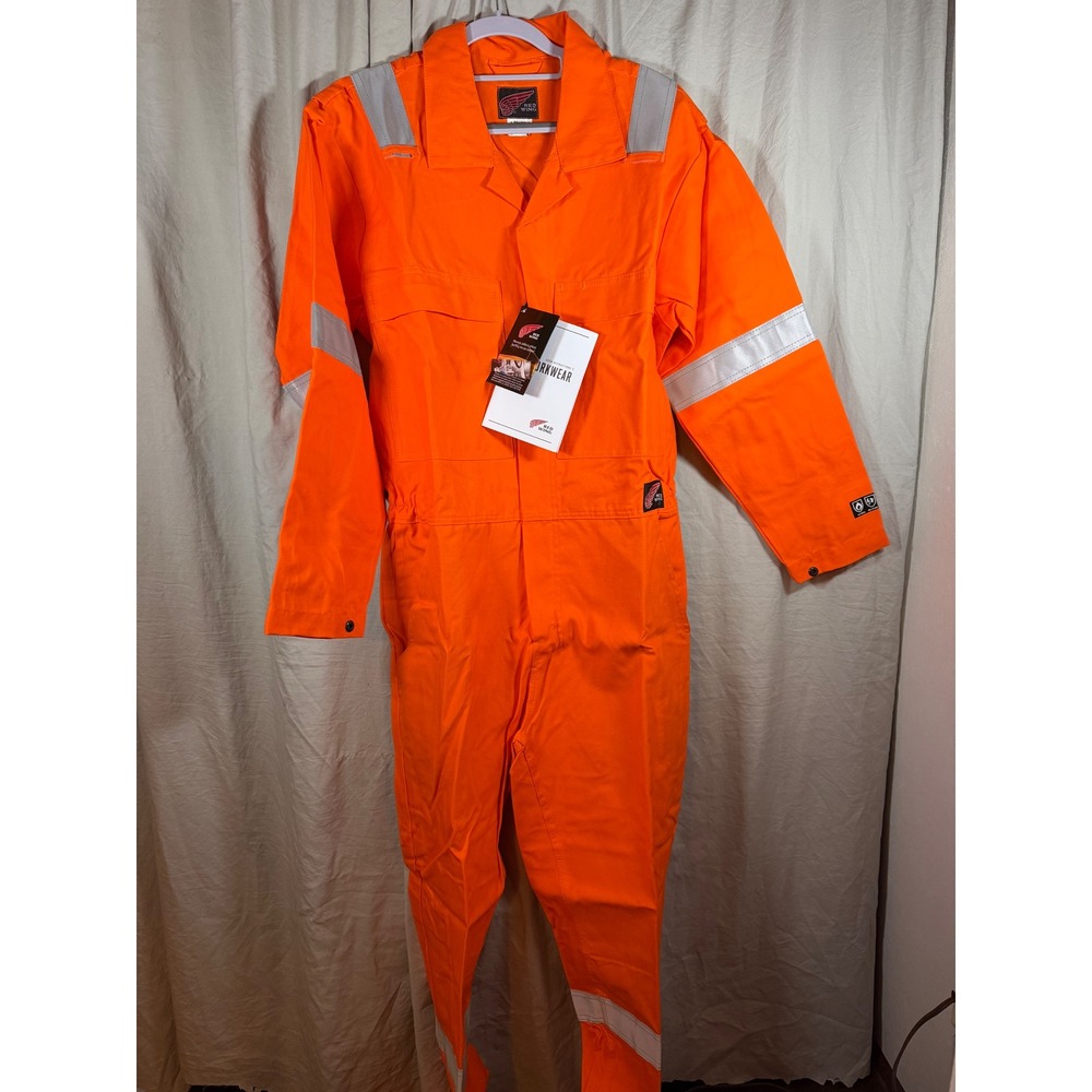 Red Wing 61610 Mens Orange Flame Resistant Reflective Coverall Size 40 Regular - Picture 8 of 10
